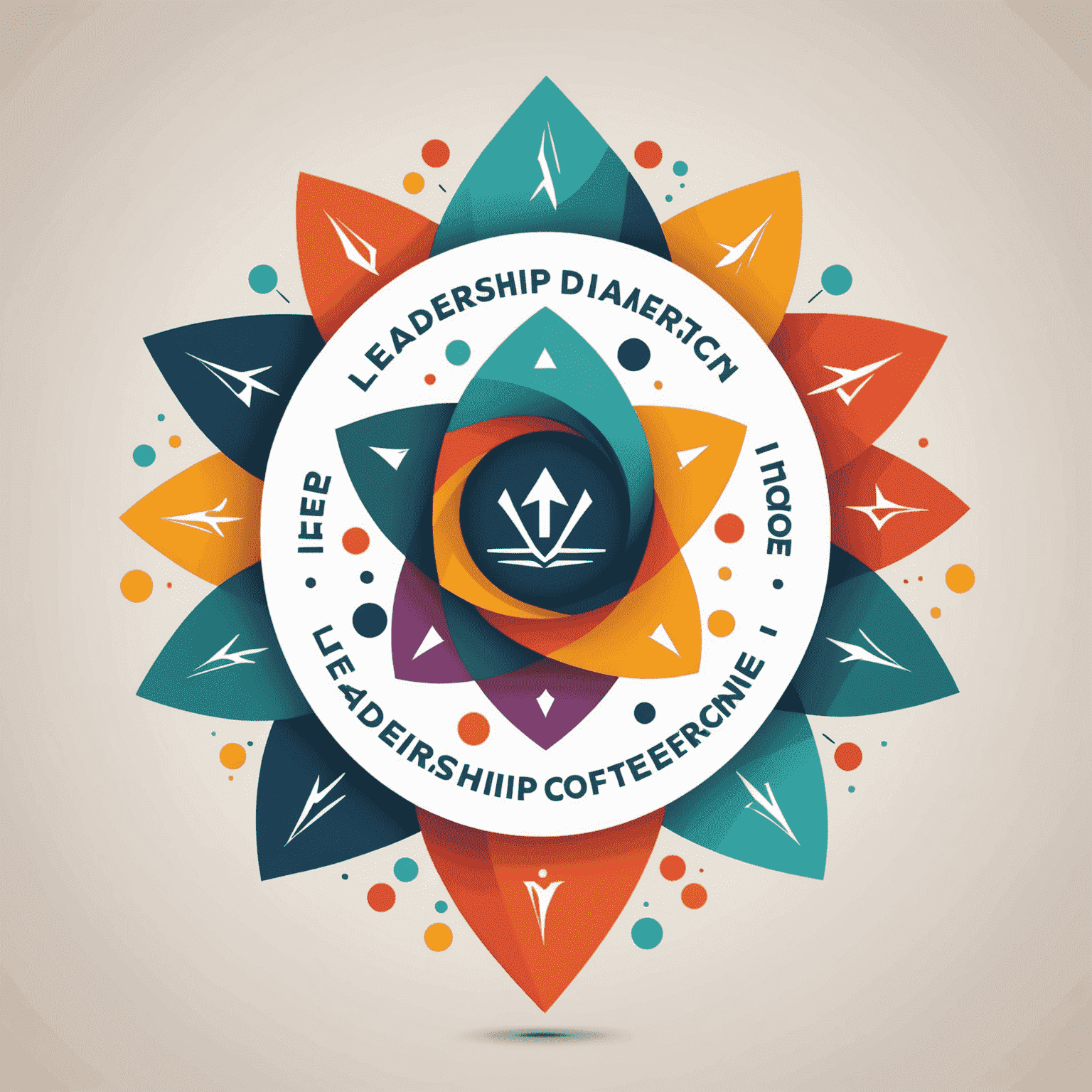 Leadership and Motivation Conference Logo featuring abstract shapes representing teamwork and growth
