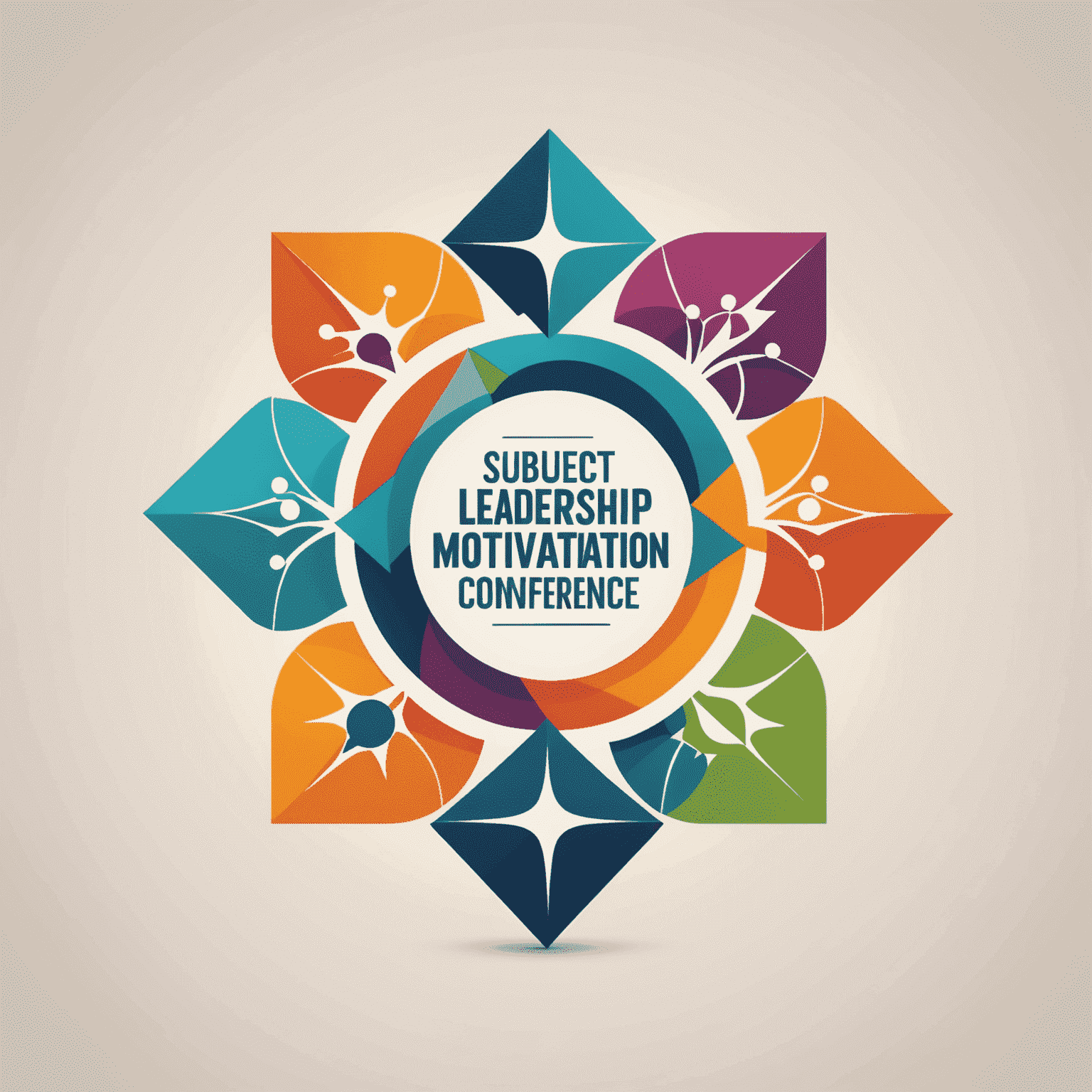Leadership and Motivation Conference Logo featuring abstract shapes representing teamwork and growth